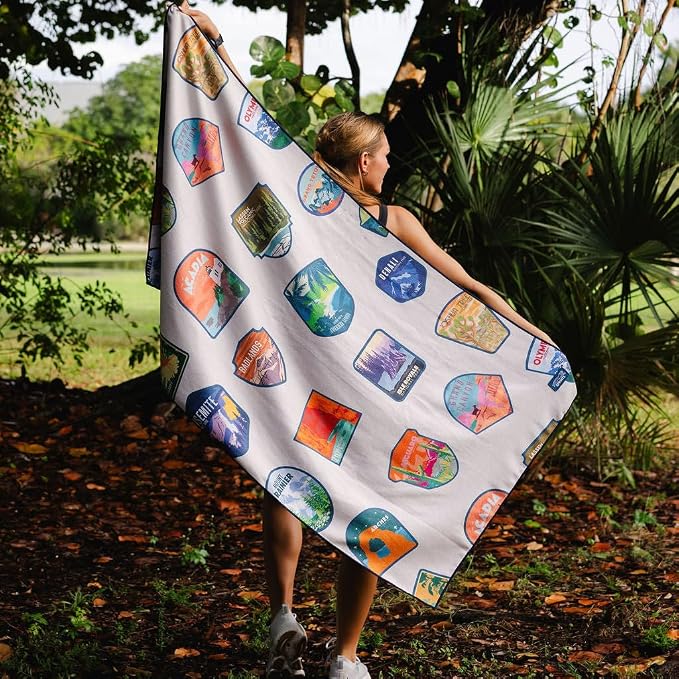 Athletic Running Towel, Full-Sized, Car Seat Cover - Performance Microfiber (National Parks Cream)