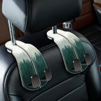 2PCS Car Seat Back Storage Headrest Hooks, Forest Trees Purse Holder Bags Hanger, PU Leather Double Metal Hook for Backseat Organizer, Women Car Accessories Organization