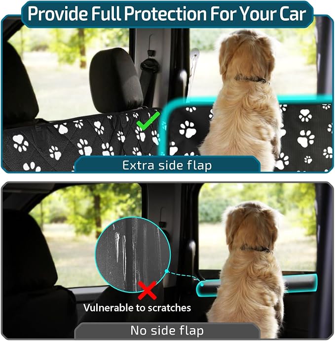 SUV Cargo Liner for Dogs with Side Flaps, Large (54" x 93") Water Resistant Trunk Cover, Non-Slip Pet Area Protector with Bumper Flap, Universal Fit for SUVs Sedans Vans, Paw Print