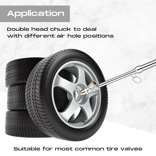 10 Pack Tire Pressure Gauge Silver Heavy Duty Air Pressure Tire Gauge Dual Head Semi Truck Tire Pressure Gauge Range 10-150 Psi, Extended Tube Tire Gauge Suitable for Semi Truck, and Bus