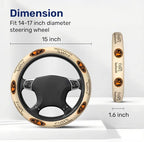 Cream Orange Western Steering Wheel Cover, Polyester Car Wheel Grip, Universal 15 Inch for Cars SUVs Trucks