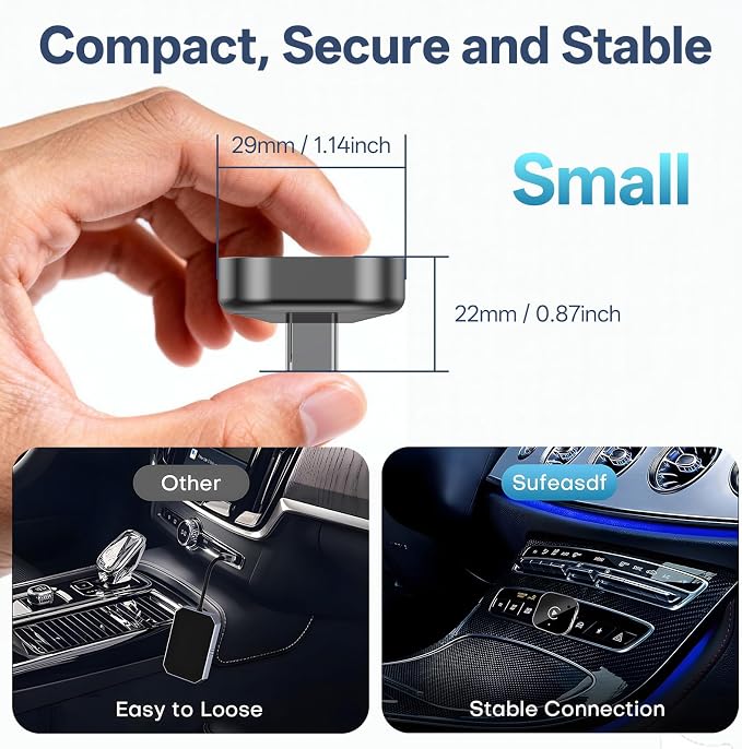 USB C Wireless CarPlay & Android Auto Adapter, Wired to Wireless Dongle | Plug & Play Compatible with iPhone & Android Smartphones,WiFi 6.0 Stable Connection & No Latency.