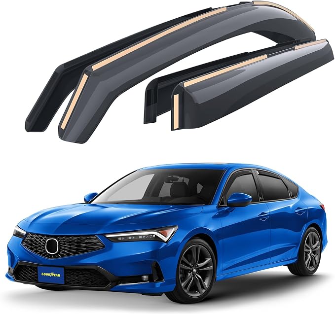 Goodyear Shatterproof in-Channel Window Deflectors for Acura Integra 2023-2026, Rain Guards, Window Visors for Cars, Vent Deflector, Car Accessories, 4 pcs - GY008401