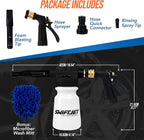 Car Wash Foam Gun + Microfiber Wash Mitt - Works with Any Soap - Garden Hose Car Foam Sprayer - Foam Cannon Car Wash Kit - Car Accessories Foam Blaster (Black Foam Gun with Mitt)