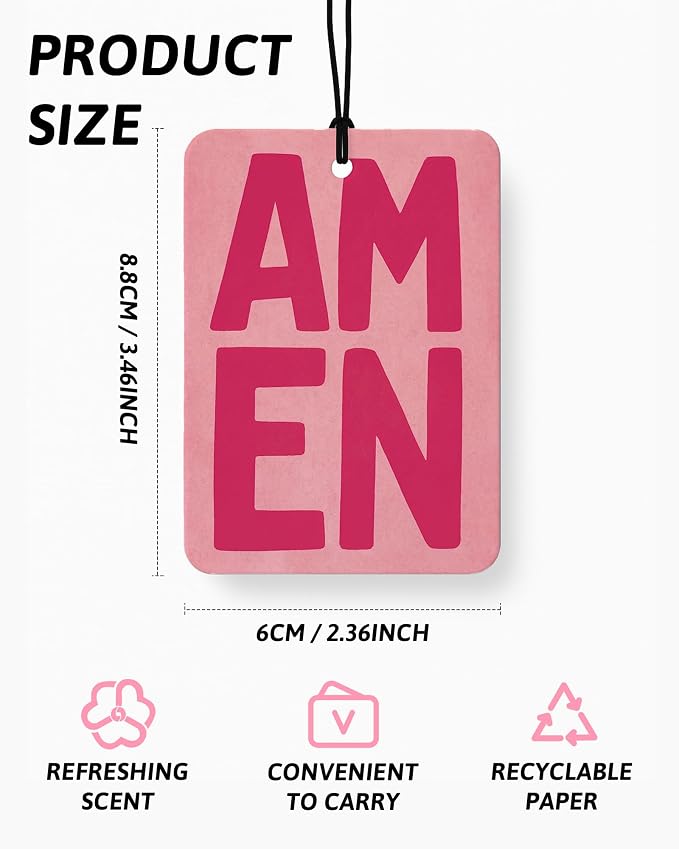 Preppy Christian Car Air Freshener 4 Pcs for Women Girls | Religious Jesus Car Accessories Mirror Decor, Christian Hanging Air Freshener for Cars Closet Drawer Books