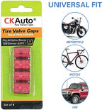 Tire Valve Stem Caps, Anodized Aluminum Tire Valve Cap Set | Corrosion Resistant, Universal Stem Covers for Cars Trucks Motorcycles SUVs and Bikes (Red-US)