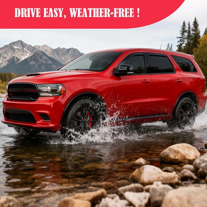 in-Channel Rain Guards Window Visors for Dodge Durango 2011-2026 Inside Front Rear Window Vent Deflectors Sun Shade Wind Visor Car Accessories, Dark Smoke