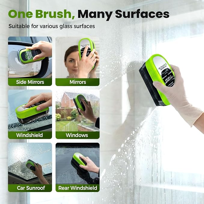 Glass Oil Film Remover, 2026 New Automotive Oil Film Cleaning Brush, Multifunctional Windshield Cleaner, Reusable Glass Oil Film Remover for Car Windows (2 Pack)