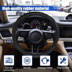 Car Steering Wheel Cover, 15 Inch Leather Anti-Slip Breathable Automotive Steering Wheel Protector, Universal Heat Resistant Vehicle Interior Accessories Cars, SUVs, Trucks(Black)