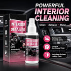 Car Interior Cleaner Spray Kit, Dashboard & Trim Detailer for Plastic, Vinyl, Rubber, Door Panels, Consoles & Finished Leather, Non-Greasy Auto Interior Cleaner with Towel & Sponge