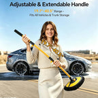 7-in-1 Car Wash Kit with 20L Folding Bucket & Brush – Car Wash Mop with Long Handle, 15° Curved Aluminum Pole for SUV Roof, Car Washing Brushes & Cleaning Supplies, RVs-Yellow.