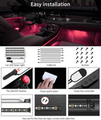 Car LED Lights, RGB Smart Car Interior Lights, App Control | DIY Mode and Music Mode, 2 Lines Design LED Lights for Cars with Car Charger, 12V