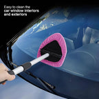 Windshield Cleaner Tool 22.5" L - Car Interior&Exterior Window Cleaning Kit with Extendable Handle&4 Microfiber Pads and Thick Large Wash Sponge, Auto Glass Wiper Brush Kit for Cars Home (7pcs Pink)