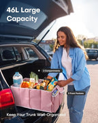 Trunk Organizer for Car - Car Organizer, Foldable Trunk organizer for SUVs & Sedans, Sturdy Organization for Car Accessories, Tools, Sundries, Pink, 2 Compartments, 23.6"×14.2"×10.6"