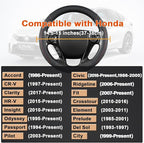 Microfiber Leather Steering Wheel Cover for Honda Accord,Civic,CR-V,HR-V,Pilot(Black+Red Line-Standard Size)