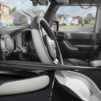Car Steering Wheel Cover Large Size for F150 F250 F350 Ram 4Runner Tacoma Tundra Range Rover with 15 1/2 inches-16 inches Outer Diameter, Black and Gray Microfiber Leather