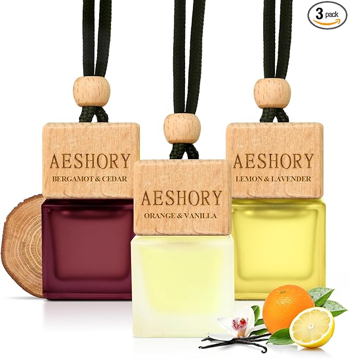 Aeshory Car Air Freshener Hanging - 3-Pack,Citrus Collection Car fresheners long lasting, Car Air Freshener for Women and Men, Premium Car Aromatherapy Essential Oil Diffuser Gift Set