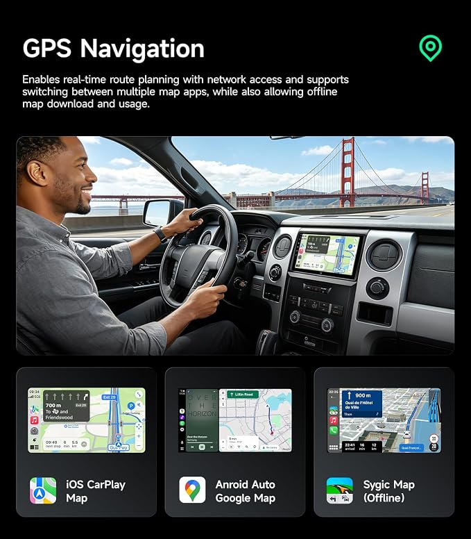 Car Radio Stereo for Ford F150 09-14, Wireless CarPlay & Android Auto | 9-inch IPS HD touchscreen,64G storage, 5G WiFi GPS, Bluetooth FM AM SWC, plug-and-play, 1080P backup camera