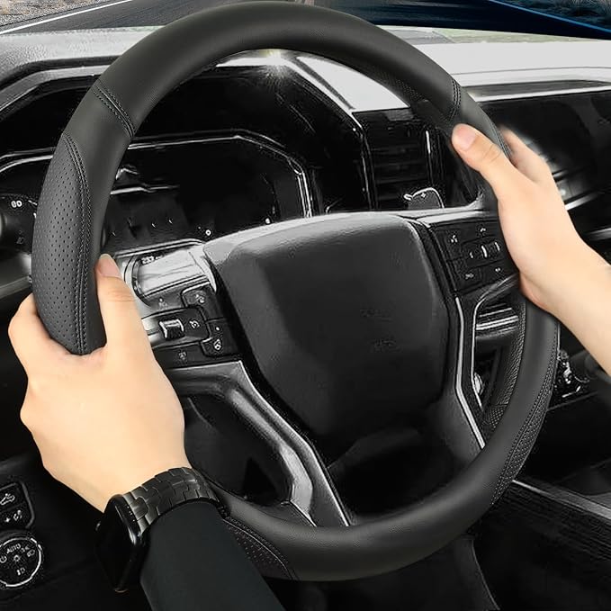 Car Steering Wheel Cover for Chevy Silverado 1500 2500 3500, Chevrolet Steering Wheel Cover for Tahoe, Equinox,Traverse,Colorado,Black