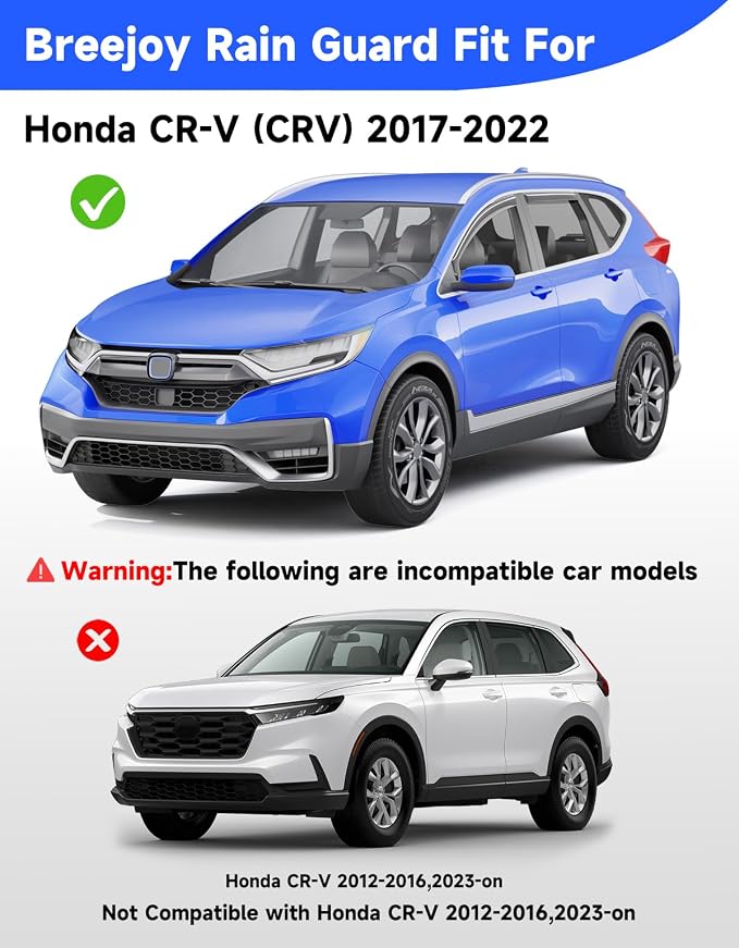 in-Channel Rain Guards Fit for Honda CRV CR-V 2017-2022, Extra Durable Window Rain Guards Visors Vent Visors Window Deflector Vent Shades Car Accessories -4 pcs