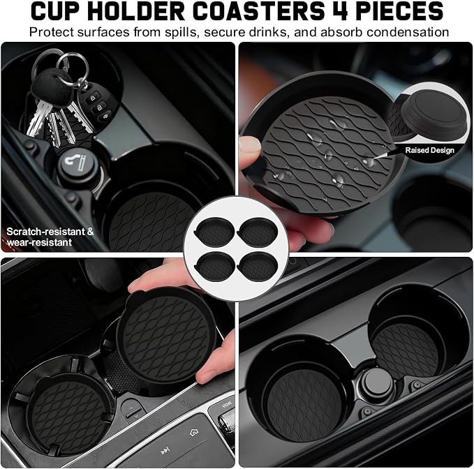 Car Accessories Gift Set for New Drivers, 13PCS Everyday Car Essentials Kit with Registration Insurance Holder, Cup Holder Coasters, Headrest Hooks & Cleaning Brushes for Men & Women