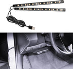 Car LED Strip Light, 12V 24 LED Vehicle Interior Atmosphere Lamps with USB Port, Auto Under Dash Ambient Night Light, Universal Car Accessories (White, USB)