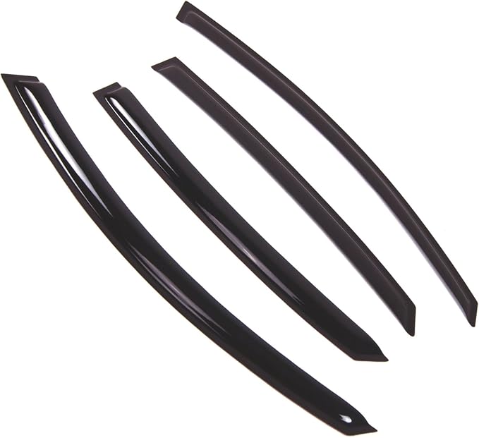 WD2-500 Dark Smoke 4 Pcs Set Window Visor (Outside Mount) Deflector Rain Guard Compatible with 2004-2007 Audi A8