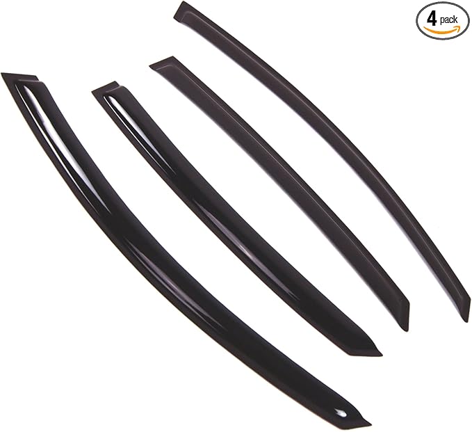 Outside Mount Window Vent Visors Rain Guards Compatible with Audi A8 2004-2006 | Side Window Wind Deflectors Rain Shields | Smoke Tinted, 4 Pcs Set, DGWV-500