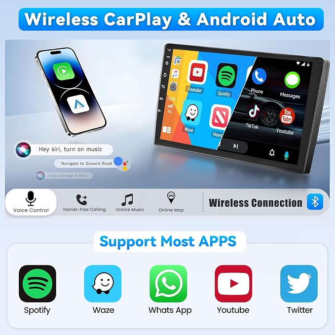 [4+64G] Android 15 Car Radio for Honda Civic 2016-2020, 9 inch 1280 * 720 Touch Screen Car Stereo with Carplay Android Auto/5GHz WiFi/GPS Navigation/Bluetooth 5.0/FM/RDS/32EQ/SWC