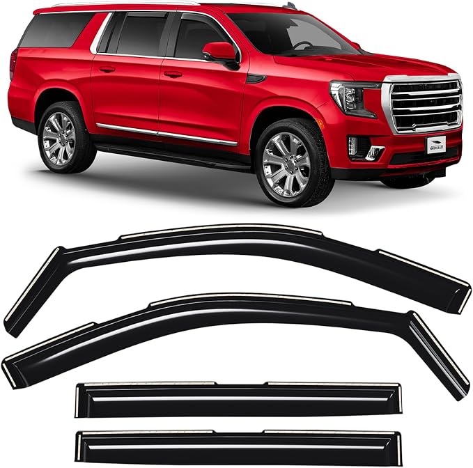 Voron Glass in-Channel Extra Durable Rain Guards for GMC Yukon XL 2021-2026, Window Deflectors, Vent Window Visors, 4 Pieces - 200621