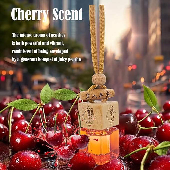 ikeda fragrance Car Air Fresheners 8ml Automotive Scents | 45-Days Long-Lasting Keep Fragrance | Automobile Hanging Diffuser Bottles | Remove Auto Odor Fresh Air for Men Home Deodorizer (Cherry)