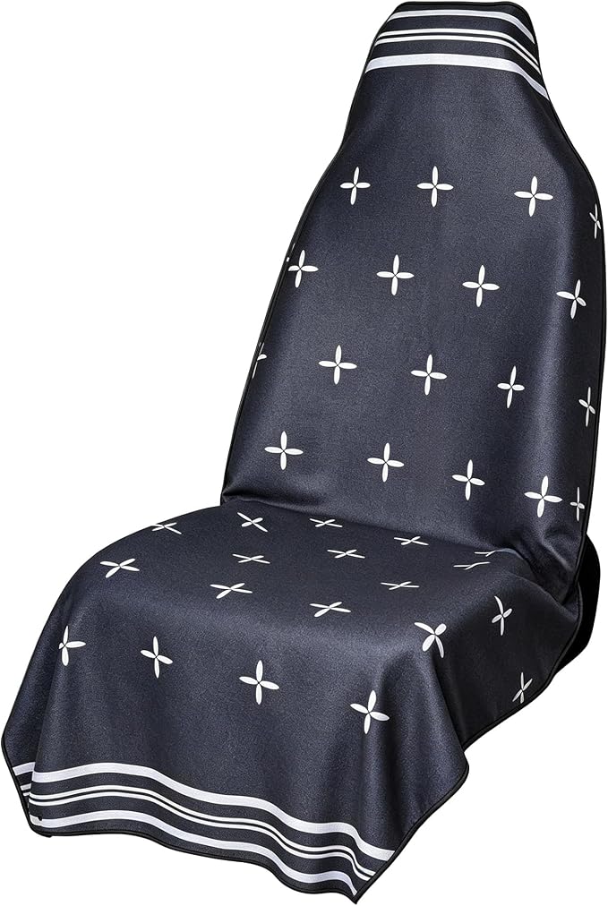 Car Seat Cover Towel for Front Seats Non-Slip with Headrest Pocket & Strap | Universal Fit for Cars Truck SUV|Car Seat Hoodie & Phocho Perfect After Gym Workout, Beach,Yoga and Running|Anti-dog Scratch