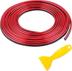 Car Interior Moulding Trim Strip, 33Ft/10M Car Flexible Electroplating Decoration Styling Door Dashboard, DIY Pinstriping Filler Insert Strip, with Installing Tool, Interior Accessory(Red)