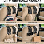 Cute American Flag Car Seat Back Storage Headrest Hooks for Purses & Bags – 2PCS PU Leather Dual Metal Hooks, Backseat Organizer Accessories