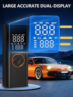 Tire Inflator Portable Air Compressor, 150PSI Cordless Tire Pump with USB Output, 12V DC Car Plug & Dual Power 6000mAh, Fast Inflation Air Pump for Cars, Bikes, Motorcycles and Balls