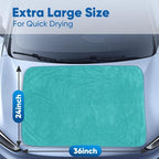 Professional Car Drying Towel (36"x 24") with Twisted-Loop Technology, 1200GSM for a Streak-Free Finish – Microfiber Towels for Cars, Trucks, SUVs, RVs and Motorcycles, Lake Green