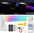 Acrylic Interior Car LED Strip Light with USB/Type C, RGB 6 in 1 with 175 Inch 593 LEDs Strip, Dynamic Chasing Music Sync Neon Ambient Lighting Kits