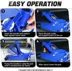 4 Ton Low Profile Floor Jack, Heavy Duty Steel Hydraulic Car Jack with Dual Pistons Quick Lift Pump, Hydraulic Racing Floor Jack, Lifting Range 4.5" to 20", Blue