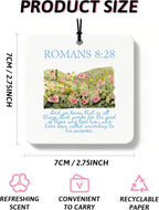 Blue Christian Car Air Freshener 4 Pcs, Coquette Blue Bow Bible Verse Religious Hanging Air Freshener for Cars Closet Drawer Books, Cute Christian Car Accessories Mirror Decor for Women