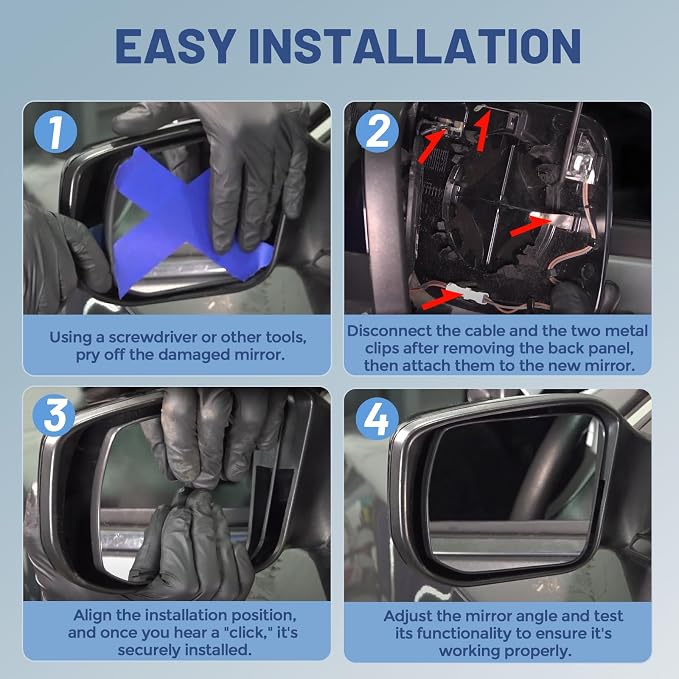 Driver Left Side Mirror Glass - Compatible with Chevy & GMC Vehicles - Equinox 2018-2024, Terrain 2018-2024, with Heated/Blind Spot Detection, w/o Auto Dimming, Replace# 23406428