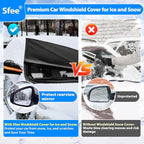 Windshield Cover for Ice and Snow,Heavy-Duty 600D Waterproof Windshield Snow Cover With 2 Mirror Covers, All-Weather Magnetic Frost Guard Winter Car Snow Cover Fit Car, Truck, Suv,Van (77" X 47")