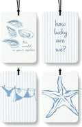 Blue Coastal Car Air Freshener 4 Pcs Coconut Scented, Preppy Oyster Bikini Starfish Car Accessories Mirror Decor for Women, Girly Beachy Hanging Air Freshener for Cars Closet Drawer Books