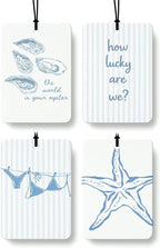 Blue Coastal Car Air Freshener 4 Pcs Coconut Scented, Preppy Oyster Bikini Starfish Car Accessories Mirror Decor for Women, Girly Beachy Hanging Air Freshener for Cars Closet Drawer Books