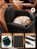 Dog Car Seat for Small/Medium Dogs, Elevated Dog Booster Seat Memory Foam Puppy Car Seat with Washable Cover, Travel Safety Pet Seat for Car with Storage Pockets Up to 35 lbs (Black)