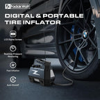 Tire Inflator Portable Air Compressor, 12V DC Car Air Pump with Auto Shutoff, 150 PSI Digital Gauge, LED Light, Metal Valve Connector, Accessories for Cars, Large, Sliver