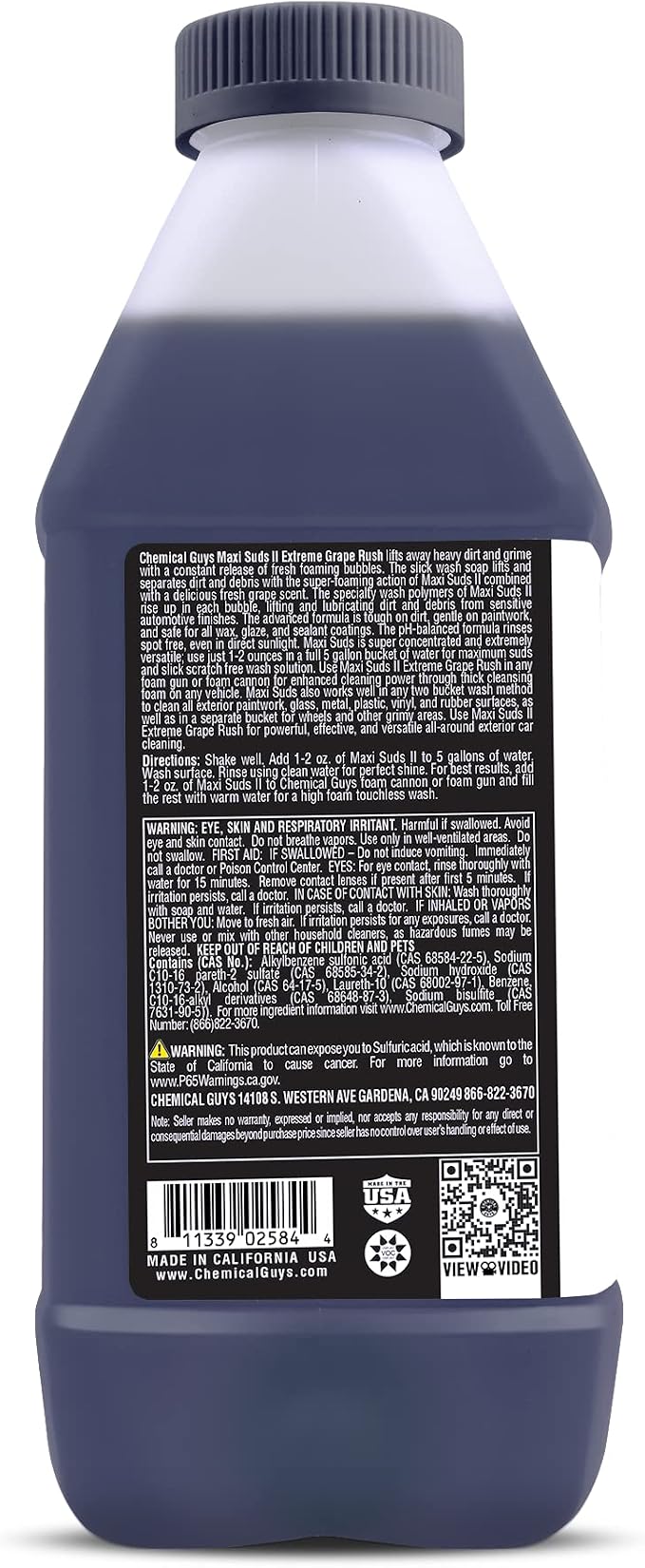 CWS/1010/64 Maxi-Suds II Foaming Car Wash Soap (Works with Foam Cannons, Foam Guns or Bucket Washes) Safe for Cars, Trucks, Motorcycles, RVs & More, 64 fl. Oz (Half Gallon), Grape Scent