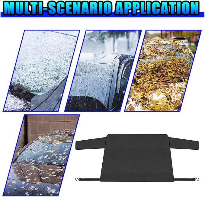 Car Rear Windshield Snow Ice Cover, 57'' × 35'' Waterproof Oxford Car Sun Shade Protector, Universal Winter Windproof Frost Automotive Exterior Accessories for SUV Truck Sedan (Rear)
