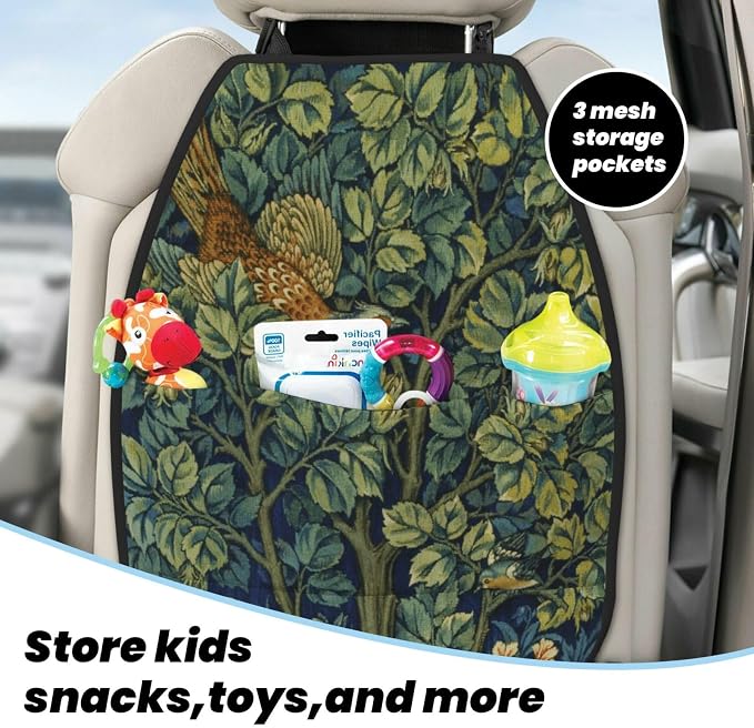William Morris Cock Pheasant Car Seat Back Kick Protectors Kick Mats With Storage Pockets For Vehicles To Protect From Dirt Mud Scratches 2 Pack