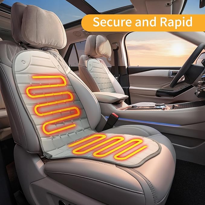 Seat Cover Comfortable Winter Seat Cushion with Adjustable Buckle for Full Back and Seat 2-Pack (Grey)