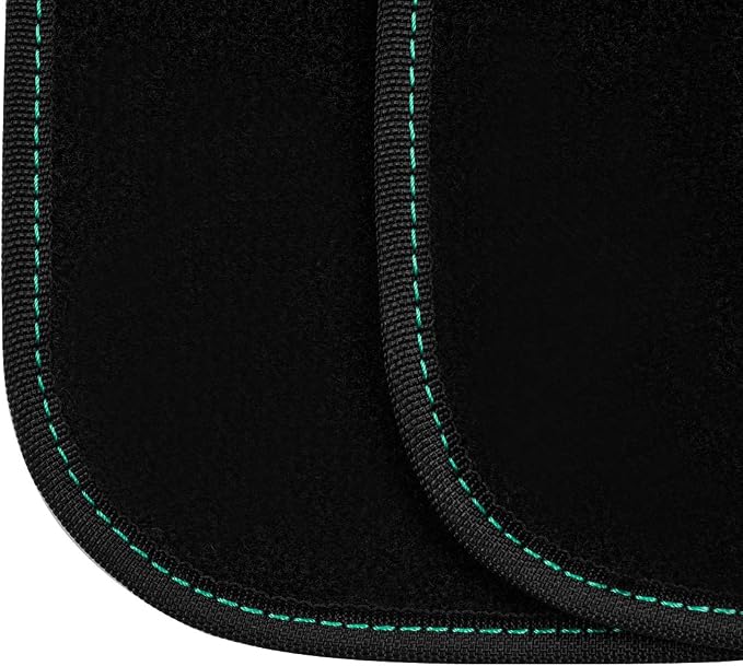 Embroidery Butterfly Car Floor Mats, Green Carpet Floor mats with Heel Pad, Universal Fit for Suvs,Sedans,Trucks,Cars, Set of 4 (Black and Green)